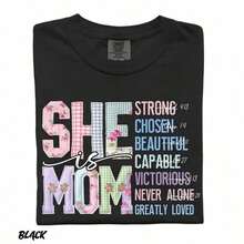 short-sleeveCamiseta "Ella es mamá", camiseta cristiana de mamá, camiseta con estampado floral y fe, camiseta con versículo bíblico, regalo del Día de la Madre, camiseta religiosa100% Cotton - Negro - Ver 6