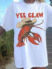 Impala Camisetas gráficas de gran tamaño, Camiseta de vaquero con langosta, Camiseta divertida con garra de langosta, Camiseta de playa estilo western, Camiseta de verano estilo Amalfi Trip Tomato Girl, Camiseta casual de gran tamaño para mujer, Camiseta holgada con estampados de moda para todas las estaciones, Camiseta para damas, para fiestas de vacaciones con amigos y familiares, Vacaciones, Acción de Gracias, Halloween, Día de San Valentín, Uso diario, Unisex, Camiseta 100% algodón, Camisetas de verano para mujer, Atuendos diarios para mujer, Camisetas lindas - Negro - Ver 1