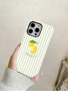 1 chiếc ốp lưng điện thoại 2 trong 1 kiểu sọc nghệ thuật tối giản với khẩu hiệu "Chanh tươi mát", bóng bẩy, phù hợp với 11/12/13/14/15/16/17 Pro Max - Nhiều màu - Xem 3