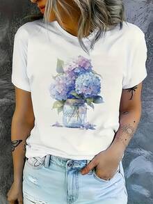 Camiseta de Mujer, Camiseta de Manga Corta para Damas, Tops para Mujeres - Negro - Ver 7