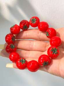 1pc New 3D Fruit Beaded Bracelet, Y2K Spring Dopamine Fruit Element Jewelry, Minimalist Sweet Summer Accessory For Women - Multicolor B - View 5