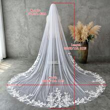 3 Meters X 3 Meters Lace Bridal Veil, Luxury Embroidered, Cathedral Train Veil, Suitable For Church Wedding - Multicolor - View 7