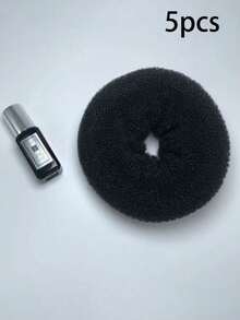 2/5pcs Black Donut Hair Bun Maker Set - Black - View 11