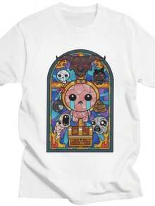 blusas para mujer Custom Trendy The Binding Of Isaac T Shirt Men Women Short Sleeves Pure Cotton T-shirt Leisure Tees Streetwear Tshirt - Blanco - Ver 1