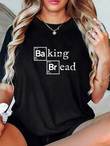 Camiseta Divertida de Panadería, Camiseta de Pan, Camiseta de Manga Corta para Hombre y Mujer, Camiseta Gráfica Casual, Cuello Redondo, Estampada, Camiseta Casual de Uso Diario, Son Excelent - Negro - Ver 6