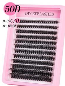 280pcs/14rows 5D Fluffy DIY False Eyelashes, 30D/40D/50D Natural Thick Eyelash Clusters, D/DD/CC Curl 8-16mm Mixed Eyelash Set, Home Eyelash Extension, Mother's Day Gift - D - View 5