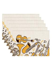 1/2/4/5/6/8pcs Digital Printed Placemats, Music Style Pattern Printed Placemats For Dining Table Decor, Suitable For Daily Use, Festivals, Parties, Birthdays, Weddings, Dinners, Kitchen & Dining Room - Multicolor - View 8