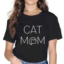 Camisetas para Mujer, Camiseta Divertida para Mamá de Gatos, Camiseta con Gráficos para Amantes de Gatos, Camiseta Casual de Manga Corta con Cuello Redondo, Regalo, Color Negro, Talla X-Large - Negro - Ver 5