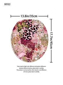 1/3/4 Stück Luxus Rosa Leoparden Muster Badezimmer Set, Leoparden, Perlen, Schleife, Rosenblumen Muster bedruckter wasserdichter Duschvorhang mit 12 Haken, rutschfeste Badematte, Toilette-Sitzabdeckung, U-förmige Matte, modische luxuriöse Heimdekoration - A - Übersicht 10