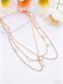 Chaîne de tête de luxe, coiffe de mariage de style bohème à la mode, coiffe dorée, bijoux pour fille - Multicolore - Voir 10