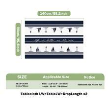 1pc Rectangular Polyester Tablecloth With Lighthouse And Sailboat Pattern, Single-Sided Printing, Suitable For Tabletop, Washable And Reusable, For Indoor, Outdoor, Patio, Wedding, Party, Dining, Craft Show, Banquet Decor - Multicolor - View 11