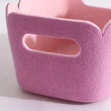 3pcs Felt Storage Baskets With Wavy Rim And Handles Cosmetics Miscellaneous Items Home Organization Decorative Container Bedroom Living Room Closet Fabric Basket Set - Multicolor - View 5