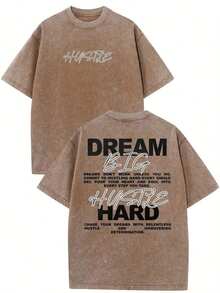 Ropa Y2k para Mujer, Camiseta Dream Team, Camiseta de Algodón Vintage Lavada Estilo Urbano Personalizado, Camiseta para Hombre, Estilo Urbano Antiguo, Hombros Caídos, Cuello Redondo, Manga Corta, Holgada y Cómoda, Tops de Verano para Mujer, Tops Vintage - Negro - Ver 7