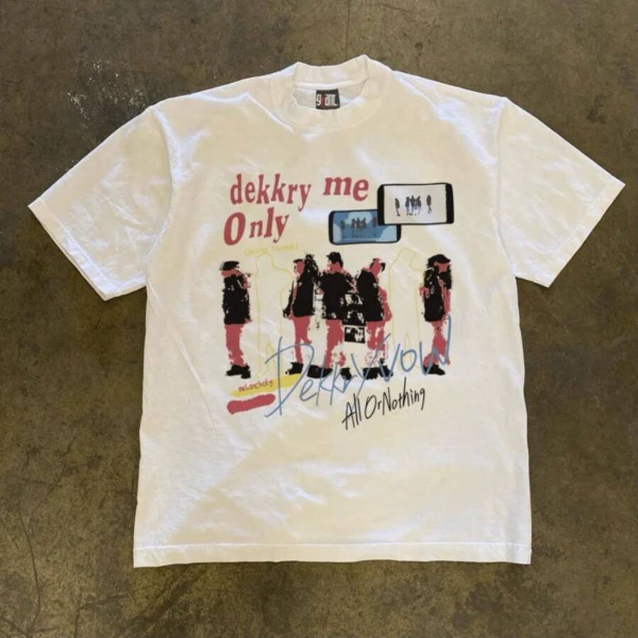 Camiseta con Estampado Gráfico de Grupo de Chicas Y2K, 100% Algodón, Lavable, Cómoda, Estilo Casual Urbano - Negro - Ver 1