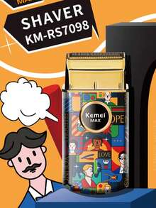 Kemei KM-RS7098 1个装时尚涂鸦电动剃须刀,USB充电迷你剃须刀,光头/胡须修剪器,高速便携式剃须刀,送给男友的礼物(涂鸦图案随机) - 彩色 - 查看 2