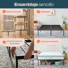 Linenspa - Twin Bed Frame With Storage - Folding Steel Frame For Easy Assembly - Sturdy Steel Bed - For Any Bedroom RBL5 - 米色 - 查看 4