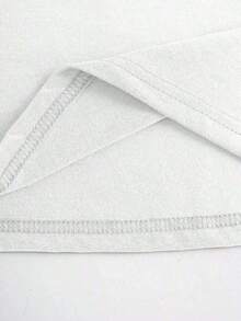 1 pieza de camiseta para mujer , cuello redondo, manga corta, estampado animal, estilo casual, minimalista para uso diario, holgada y cómoda, top vintage y lindo, 180g, 100% algodón. - Blanco - Ver 4