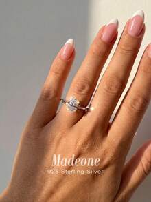 MADEONE 1pc 925 Sterling Silver Personalized Sparkling Zirconia Planet Ring, Versatile Daily Wear For Women, Suitable For Party, Exquisite Jewelry Gift - Silver - View 4