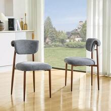 Conjunto de mesa y sillas de comedor confeccionado con ropa de cama, silla de cocina tapizada sin correas, silla de comedor moderna con respaldos curvos. - Gris - Ver 4