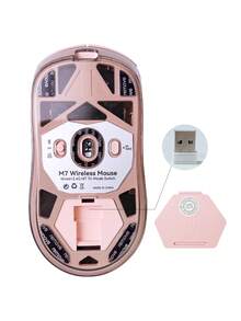 Pink M7 3-Mode Wireless Gaming Mouse - Transparent Hollow Shell, RGB LED Lighting, 3600 DPI Adjustable, Type-C Charging, Lightweight Ergonomic Design For PC Laptop Gamers And Office Use - View 5