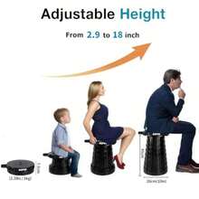 2026 And 3IN1 Cushioned Carry Bag, Portable Telescopic Camping Chair, Adjustable Height Folding Step Stool Retractable Seat Or Footrest For Outdoors And Indoor, Max 620lbs - Black - View 3