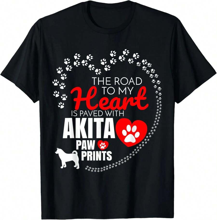 Camiseta de perro Akita, unisex, negra, blanca, ideal para regalo. - Negro - Ver 1