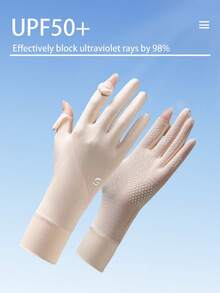 1 Pair Extra Long Ice Silk UV Protection Gloves, Women Anti-Slip Lightweight Touchscreen Gloves For Driving, Cycling, Motorcycle, Summer Essentials - A - View 16