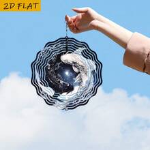 1个太极阴阳锦鲤鱼风铃 - 金属装饰,360°旋转挂钩,黑白阴阳设计,宁静花园家居装饰,锦鲤池装饰,2D平面,随机款式 - A - 查看 4