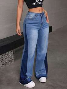 Straight-Leg Denim Jeans With A Wash, Butt-Lifting Effect, Stretchy And Loose Fit, Available In Various Colors - Medium Wash - View 4