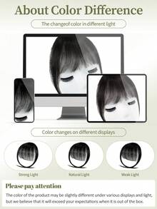 DNE HAIR 100% 真人髮無縫隱形瀏海夾髮片，1# 純黑色，自然輕盈瀏海假髮片，柔軟絲滑親膚，不掉髮不打結，易安裝易拆卸，可重複使用，適合女性女孩初學者日常妝容、度假、街頭風、婚禮造型 - S1 - 查看 11