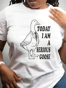 Talla - Talla - Camiseta Casual de Talla para Mujer, con el estampado Hoy soy un Ganso Serio - Camiseta negra de manga corta y cuello redondo, ligera y cómoda, adecuada para uso casual, un regalo perfecto para amigos y familiares, camiseta de ganso, camiseta para el día a día, diseño divertido, camisa de corte holgado - Camiseta Unisex de Algodón de Manga Corta y Cuello Redondo, Estilo Vintage Urbano. - Blanco - Ver 7