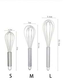 3pcs (Small + Medium + Large) Stainless Steel Egg Beater, Mini Kitchen Tool, For Whipping Liquids & Cream, Also Suitable For Cake Baking - Multicolor - View 6