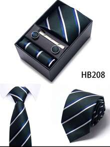 AlanKing Men's Tie Set Gift Box, Striped & Geometric Design, Fashionable Accessory Suitable For Parties, Casual, And Business Occasions - Color Mixing - View 7