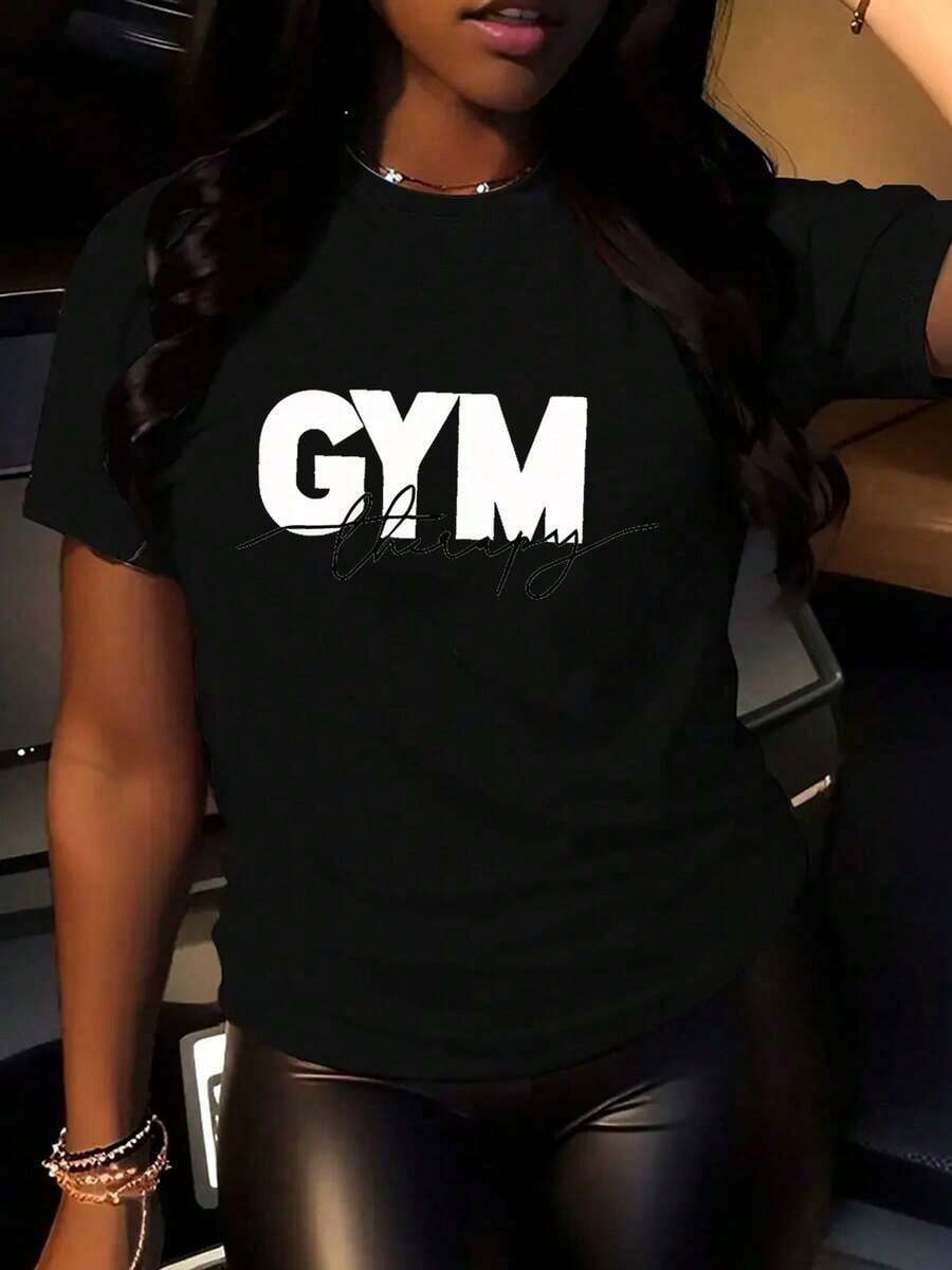 Camiseta deportiva mujer diseño moderno cómodo elegante casual para gimnasio fitness entrenamiento negro talla única moda femenina - Negro - Ver 1