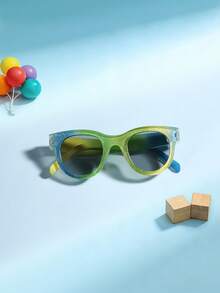 1 pieza Gafas de moda redondas personalizadas con purpurina retro para niños y niñas de 6-10 años, montura de policarbonato ligera, lentes con tinte suave, adecuadas para juegos al aire libre en vacaciones con estuche para gafas - Multicolor - Ver 8