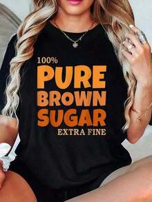 Camiseta cómoda 100% Azúcar Moreno Puro Extra Fino Black Month HistoryFashion, camiseta de manga corta para mujer, estilo básico para uso interior y exterior. - Negro - Ver 8
