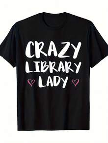 Camiseta con Estampado de Bibliotecaria Locuaz - 100% Algodón, Estilo Vintage, Estampado Blanco y Rosa, Corte Holgado, Unisex, Ideal para Bibliotecarios y Amantes de los Libros (Negro) - Negro - Ver 6