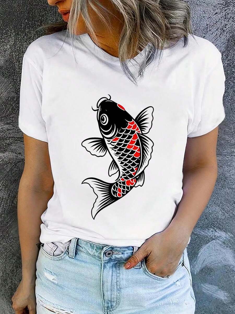 ¡Oferta por tiempo limitado, unidades limitadas, relámpago! Camisas casuales para mujer, camisetas de poliéster para mujer, camisas elegantes.Camisetas de manga corta estampadas para mujer, de verano, modernas y casuales, lavables a máquina, ajuste cómodo, impresión plana 2D - blanco1 - Ver 1