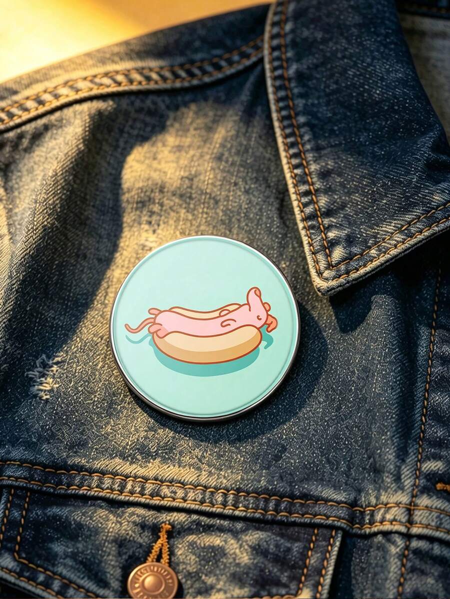 1 Peça Broche de Cachorro-Quente de Desenho Animado em Formato de Animal, Alfinete de Lapela de Liga de Zinco. Adequado para Casacos e Mochilas, Presente Perfeito para Amigos. - Multicolorido - Visão 1