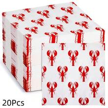 20/40 PCS Lobster Pattern Disposable Paper Napkins With Crab Design, Perfect For Summer Gatherings, Picnics, Barbecues, Weddings, Birthdays And Other Celebration Events. - View 7