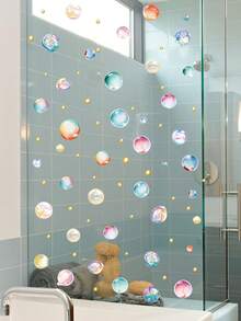 2pcs/Set Dreamy Pearl Colorful Bubble Wall Stickers, Self-Adhesive Removable PVC Decals For Living Room, Bedroom, Bathroom And Other Walls - D - View 2