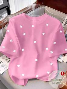 Camiseta de manga corta casual de mujer con estampado de leopardo y gráfico de corazón, para verano - Multicolor - Ver 5