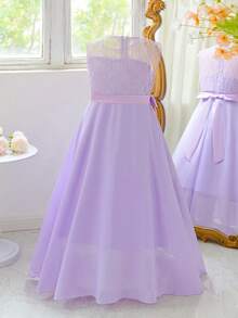 Đầm dạ hội, đầm dự tiệc cưới, đầm sinh nhật, đầm tốt nghiệp, đầm công chúa thanh lịch dành cho bé gái tuổi teen. - Màu tím hoa cà - Xem 3