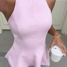 Nuevo top casual de verano para mujer con escote halter minimalista y versátil de la marca DEEKA - Negro - Ver 7
