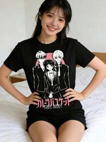 Camiseta de Anime Divertida de Sailor Girl Tsukino Usagi, Camiseta Casual de Manga Corta para Hombre, Verano, Unisex, Estilo Manga 8 |   Diseño exquisito |   Suelto y cómodo |   Fácil de c - Negro - Ver 4