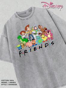 Disney Women's Washed Cotton T-Shirt With Toy Story Character Print, Featuring A Retro Style On Both The Front And Back. Suitable For Theme Park Outfits, Casual Outings, And Trips With Friends. - Xám - Xem 5
