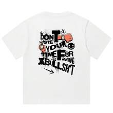 Boy Camiseta De Manga Corta Estilo Americano De Alta Resistencia, 280G, 100% AlgodóN, Con Estampado De Letras, Para Parejas, De Estilo Casual Y VersáTil Para El Verano. - Blanco - Ver 1