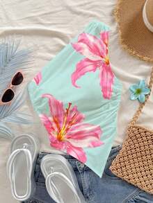Blusa casual sin mangas con estampado floral y bajo asimétrico para mujer - Multicolor - Ver 9
