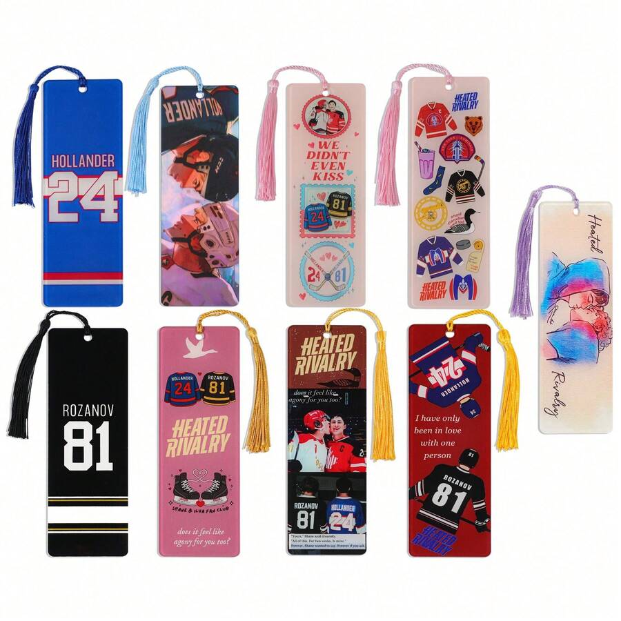 Heated Rivalry "Themed Fan Acrylic Bookmarks 1pc - Ice Hockey CP Elements+Novel Copy Reading Tags, Sports BL Readers, Fan Peripheral Control Preferred.Back To School Season - One Size Fits All - View 1