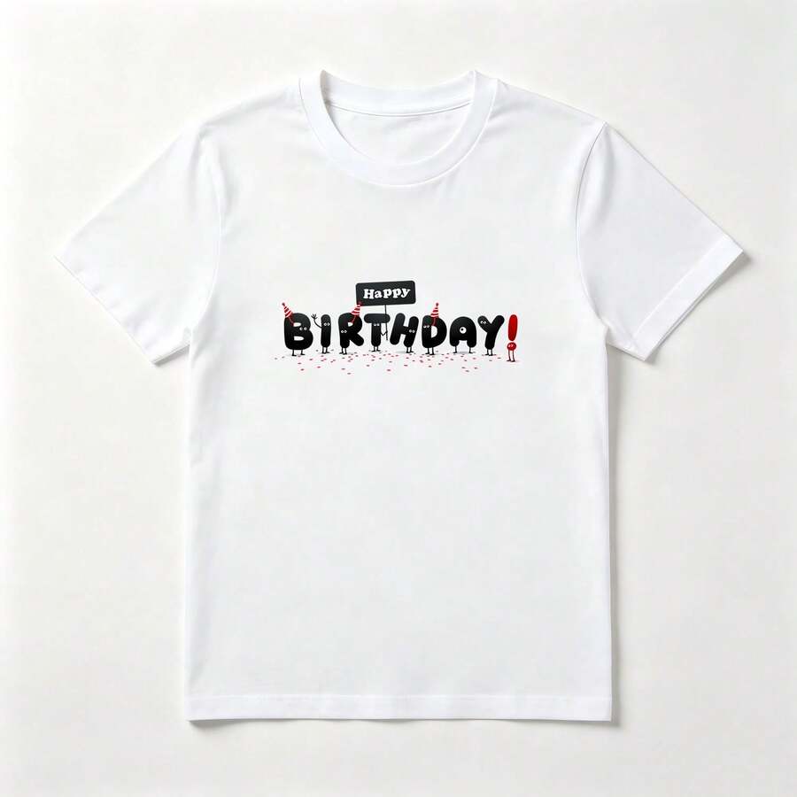 Personajes de Fiesta Playera de Algodón Blanca Infantil con Confeti - Blanco - Ver 1